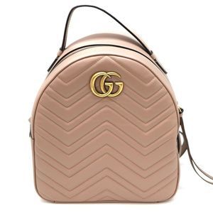 Gucci Backpack Bag Rucksack Leather Light Brown/Beige GG Marmont